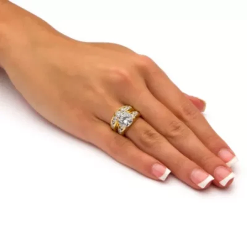 2 Piece 6.09 TCW CZ Bridal Ring Set Gold-Plated Sterling Silver