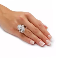 3.44 TCW Cubic Zirconia Cluster Cocktail Ring Platinum-Plated
