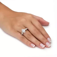 2.34 TCW Marquise Cubic Zirconia Platinum-plated Silver 2-Pc. Bridal Ring Set