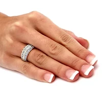 1.68 TCW Round Cubic Zirconia Triple Row Ring Gold-Plated