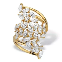 4.25 Cttw. 14k Gold-plated Sterling Silver Marquise Cubic Zirconia Cluster Ring