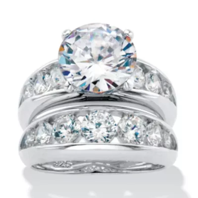 2 Piece 6.09 TCW CZ Bridal Ring Set .925 Sterling Silver