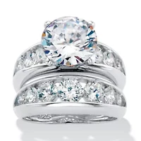 2 Piece 6.09 TCW CZ Bridal Ring Set .925 Sterling Silver