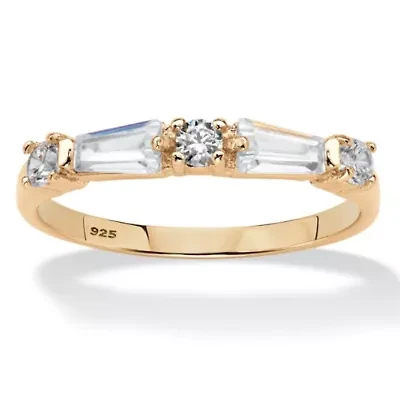 .98 Cttw. 14k Gold-plated Sterling Silver Baguette Cubic Zirconia Wedding Ring