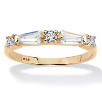 .98 Cttw. 14k Gold-plated Sterling Silver Baguette Cubic Zirconia Wedding Ring