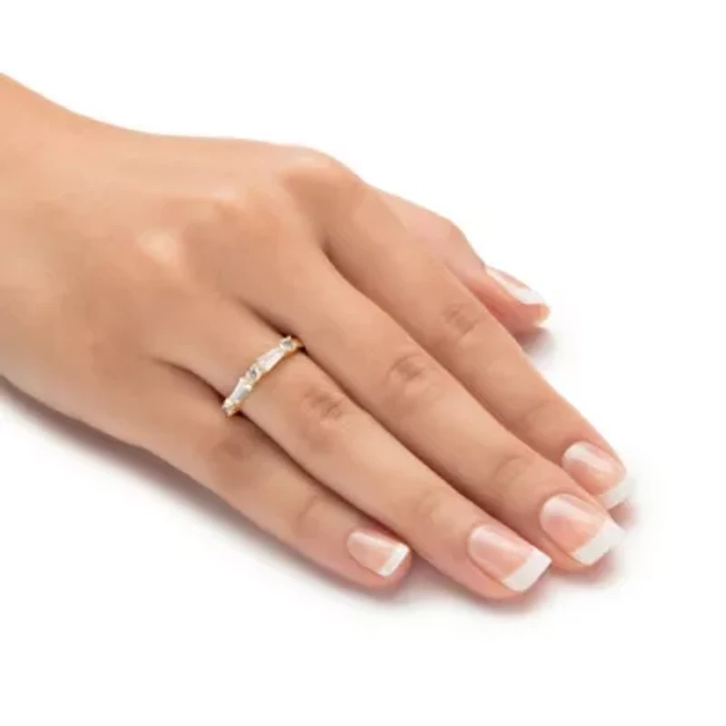.98 Cttw. 14k Gold-plated Sterling Silver Baguette Cubic Zirconia Wedding Ring
