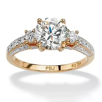 2.38 TCW Round Cubic Zirconia Ring Gold-Plated Sterling Silver