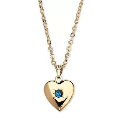 Simulated Birthstone Goldtone Locket with Chain