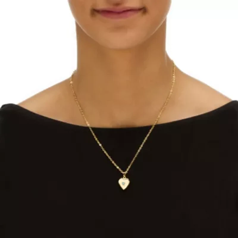 Simulated Birthstone Goldtone Locket with Chain