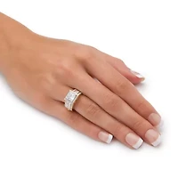 2.92 TCW Princess-Cut Cubic Zirconia 18k Gold-plated Sterling Silver Halo Ring