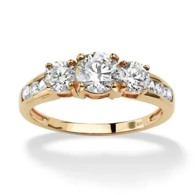 1.97 TCW Round Cubic Zirconia Ring 10k Gold