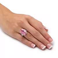 13.24 TCW Simulated Pink Tourmaline Cubic Zirconia Platinum-Plated Cocktail Ring