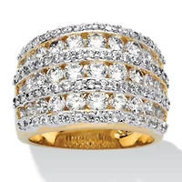 2.86 TCW Round Cubic Zirconia Multi-Row Dome Ring Gold-Plated