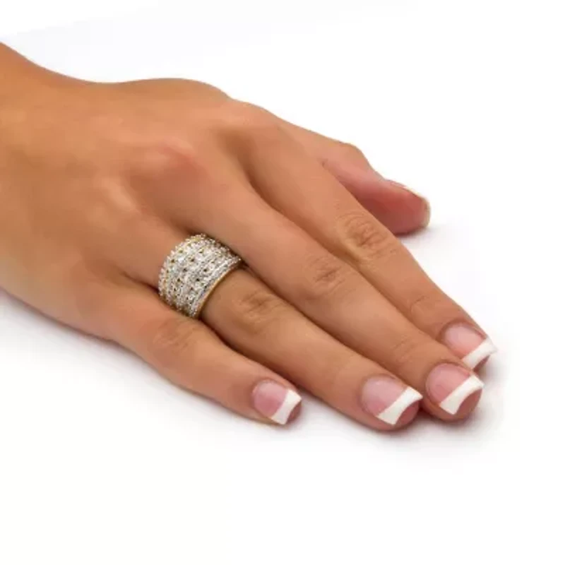 2.86 TCW Round Cubic Zirconia Multi-Row Dome Ring Gold-Plated