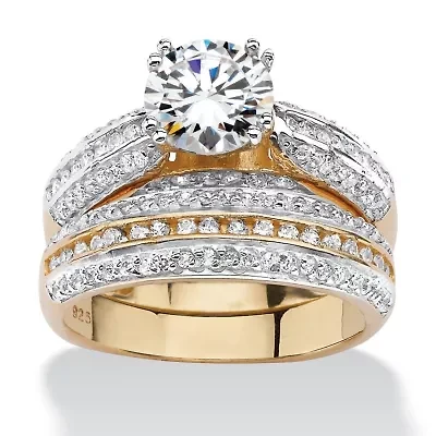 2.55 TCW Cubic Zirconia Two-Piece Bridal Set in14k Gold-plated Sterling Silver