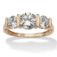 2.50 TCW Round Cubic Zirconia 10k Gold 3-Stone Bridal Engagement Ring