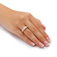 2.50 TCW Round Cubic Zirconia 10k Gold 3-Stone Bridal Engagement Ring