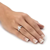 2.56 Cttw. Marquise-Cut Solid 10k White Gold Cubic Zirconia Engagement Ring