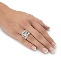 5.23 Cttw. .925 Sterling Silver Round Cubic Zirconia Openwork Dome Cocktail Ring