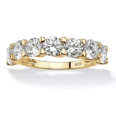3.50 Cttw. Round Gold-Plated Sterling Silver Cubic Zirconia Wedding Ring