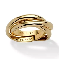 Yellow Gold-Plated Rolling Triple Band Crossover Ring