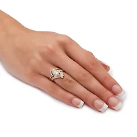 1.68 TCW Cubic Zirconia Two-Piece Halo Bridal Set Yellow Gold-Plated