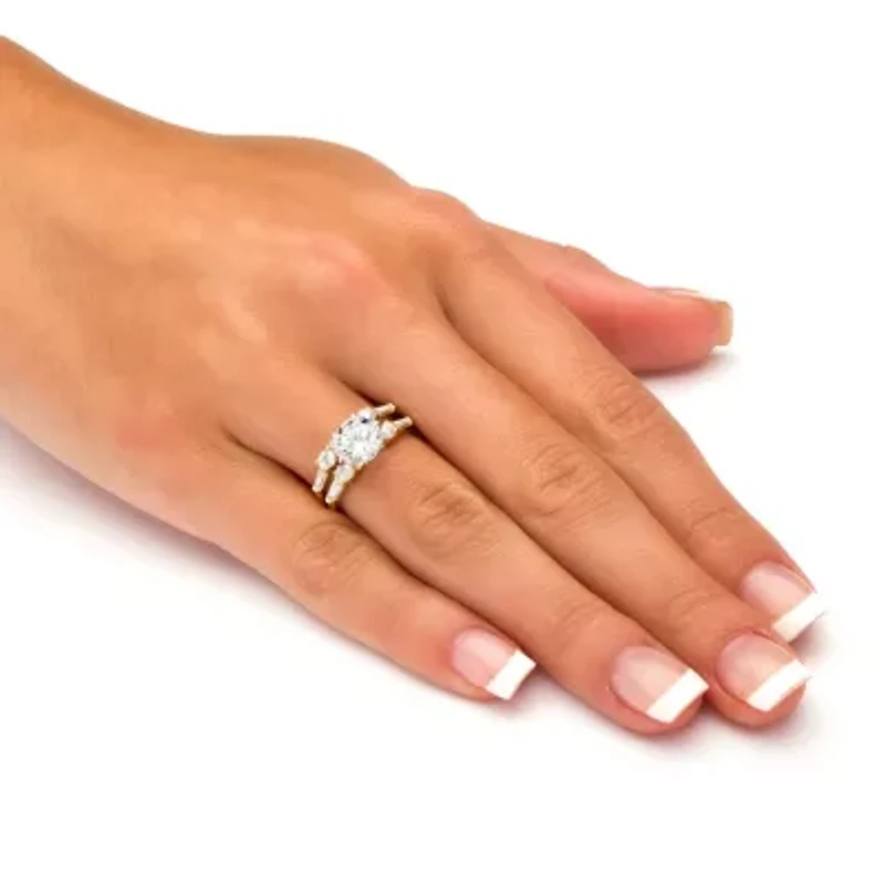 2 Piece 3.60 TCW Round Cubic Zirconia Bridal Ring Set Solid 10k Gold