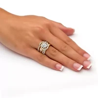 5.15 TCW Round Cubic Zirconia Halo Bridal Ring Set 18k Gold-Plated