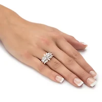 2.67 Cttw. Sterling Silver Marquise-Cut Cubic Zirconia Starburst Cluster Ring