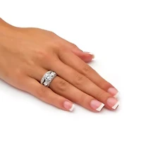 2 Piece 3.47 TCW CZ Bridal Set Platinum-plated Sterling Silver