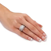 5.08 TCW Cubic Zirconia 2-Piece Bridal Set Platinum-plated Sterling Silver