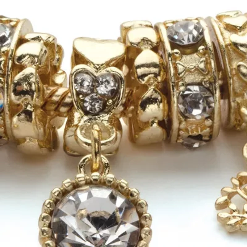 Simulated Birthstone Goldtone Charm Bracelet 8"