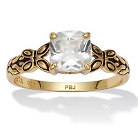 Cushion Cut Birthstone Ring Gold-plated Sterling Silver