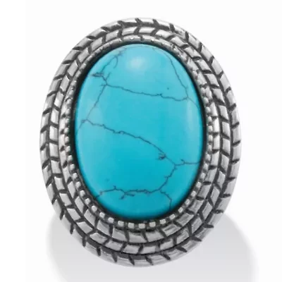 Turquoise Stainless Steel Boho Cocktail Ring