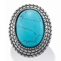Turquoise Stainless Steel Boho Cocktail Ring