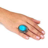 Turquoise Stainless Steel Boho Cocktail Ring