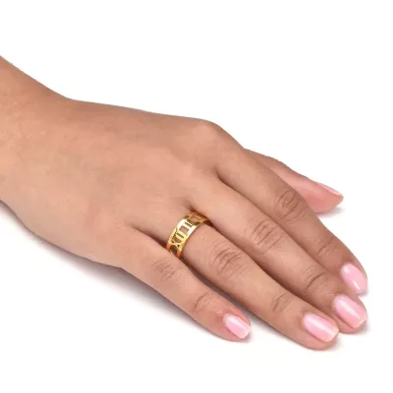 Roman Numeral Gold Ion-Plated Stainless Steel Ring