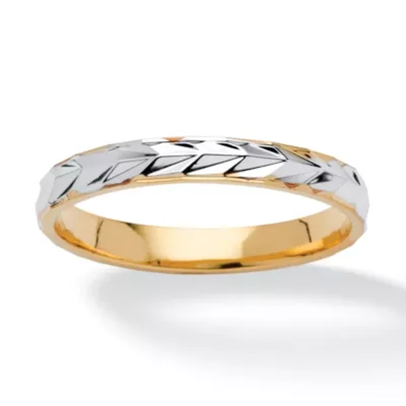 Textured Wedding Ring Band Two-Tone Gold-Plated
