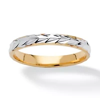Textured Wedding Ring Band Two-Tone Gold-Plated