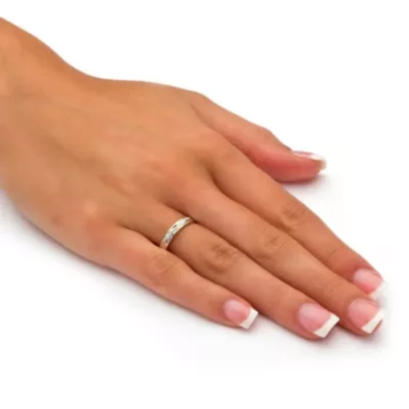 Textured Wedding Ring Band Two-Tone Gold-Plated