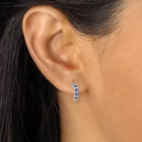 Birthstone Sterling Silver Huggie Hoop Earrings