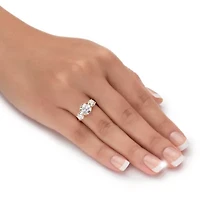 3 Cttw. Solid 10k Yellow Gold Round Cubic Zirconia 3-Stone Engagement Ring