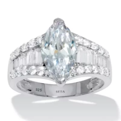 4.14 TCW Sterling Silver Cubic Zirconia Engagement Ring