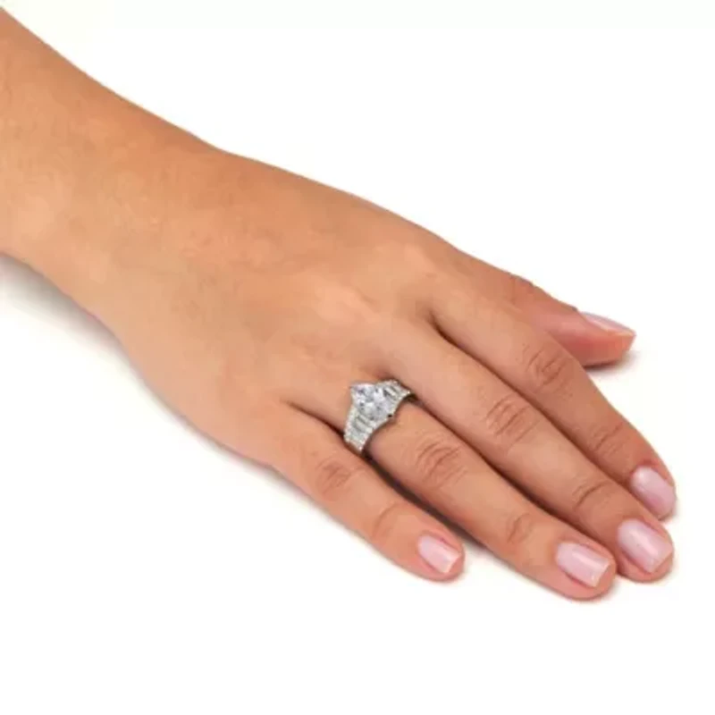 4.14 TCW Sterling Silver Cubic Zirconia Engagement Ring