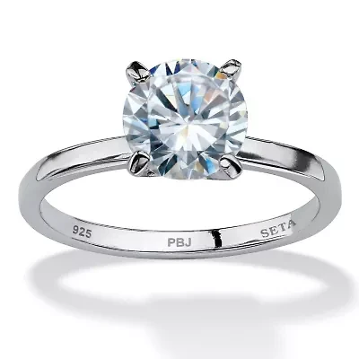 2 TCW Round Cubic Zirconia Solitaire Ring .925 Sterling Silver