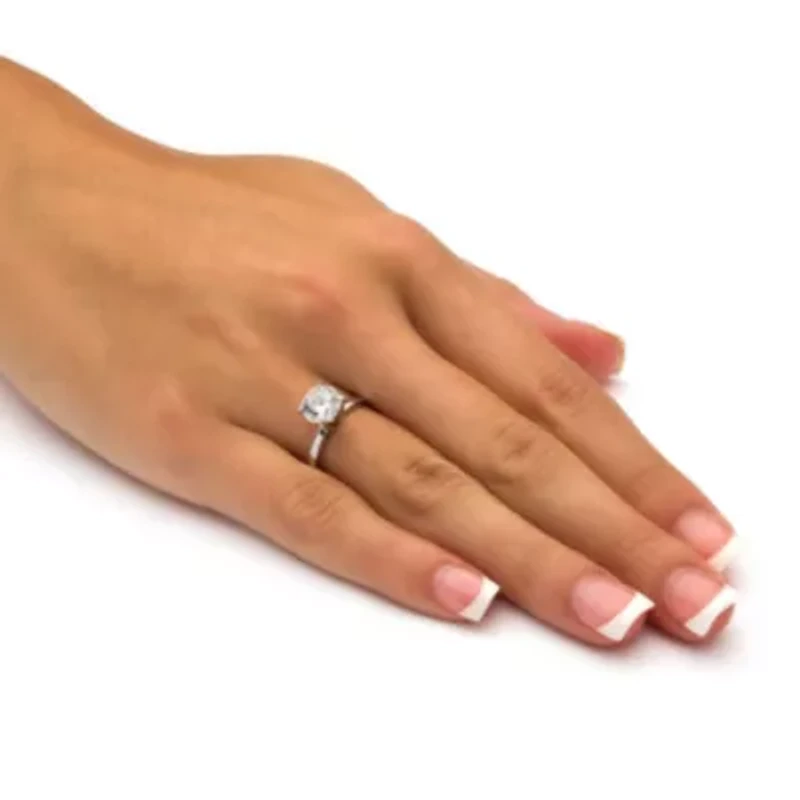 2 TCW Round Cubic Zirconia Solitaire Ring .925 Sterling Silver