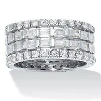 7.02 TCW Baguette Cubic Zirconia Sterling Silver 4-Row Eternity Band