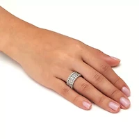 7.02 TCW Baguette Cubic Zirconia Sterling Silver 4-Row Eternity Band