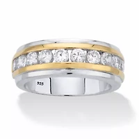 Men's 1.10 Cttw Cubic Zirconia 18k Gold and Platinum-plated Sterling Silver Ring