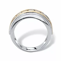 Men's 1.10 Cttw Cubic Zirconia 18k Gold and Platinum-plated Sterling Silver Ring